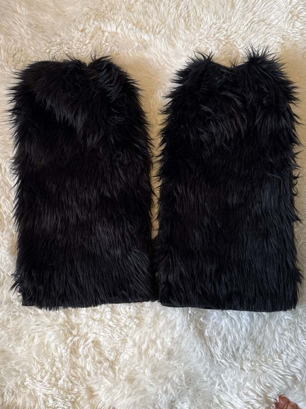 J. Valentine Black Faux Fur Leg Warmers Fluffies Rave Festival Wear